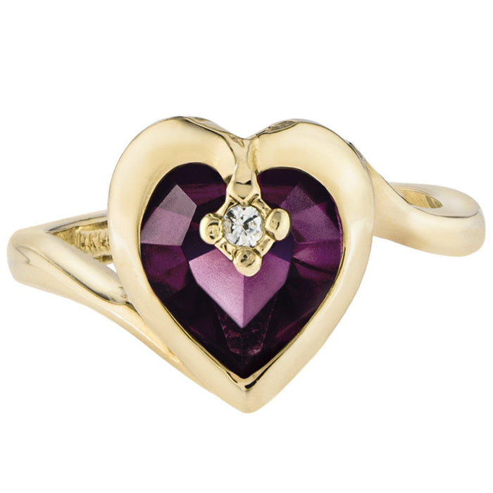 Vintage 1970s Heart Shape Ring with Clear Austrian Crystal 18k Yellow Gold Electroplated