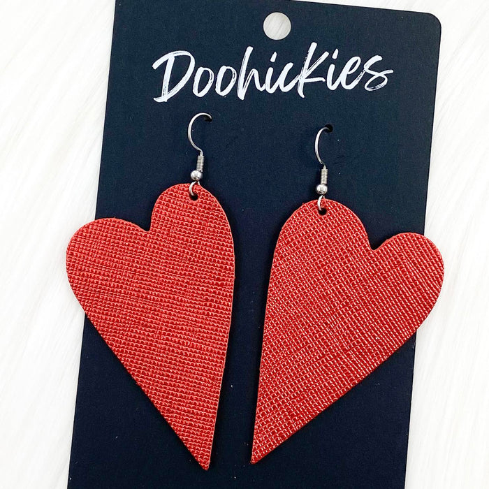 Saffiano Leather Hearts Valentine's Earrings