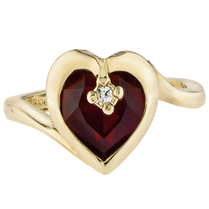 Vintage 1970s Heart Shape Ring with Clear Austrian Crystal 18k Yellow Gold Electroplated