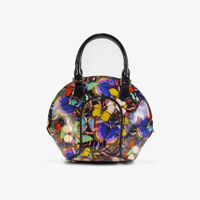 Svetlana Night Butterfly Print Leather Handbag