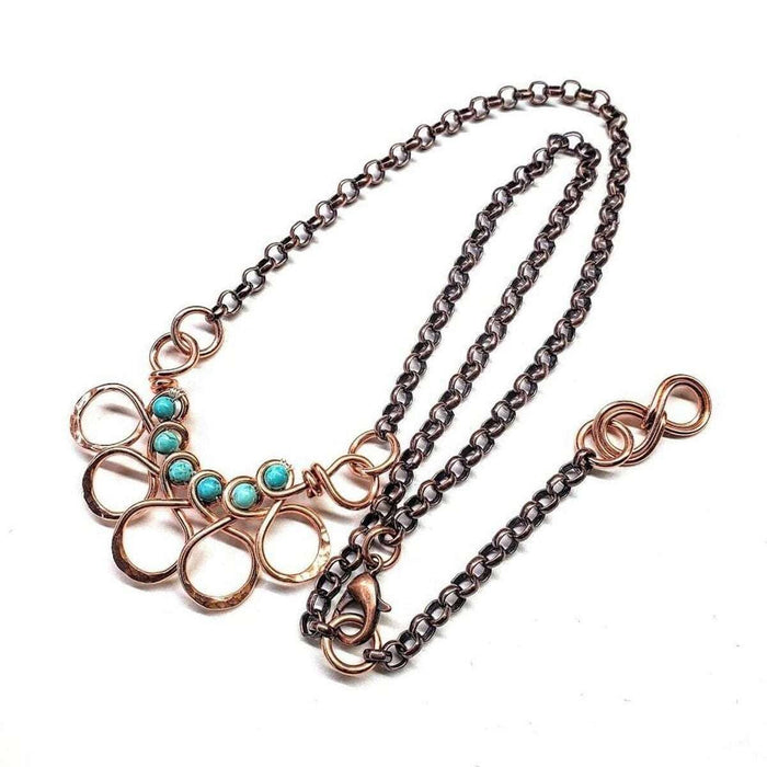 Copper Turquoise Wire Wrapped Necklace