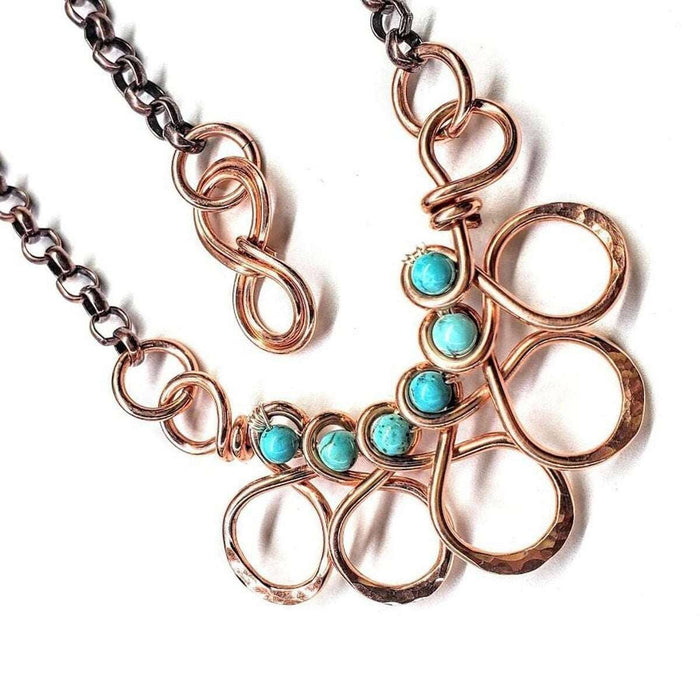 Copper Turquoise Wire Wrapped Necklace