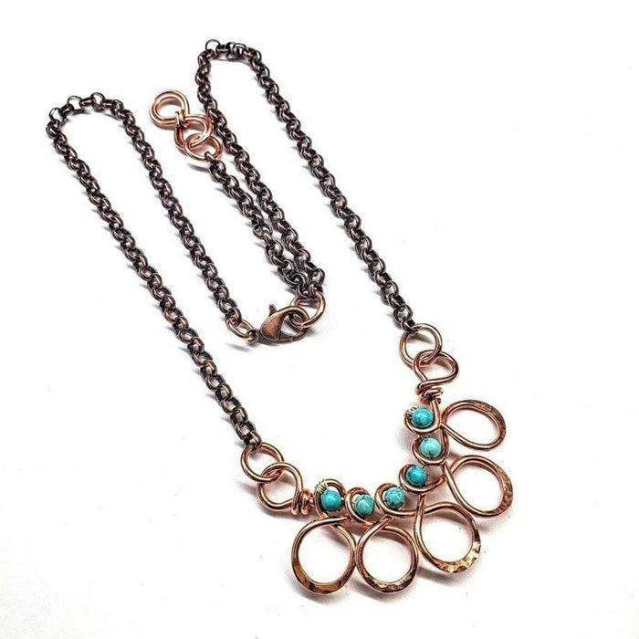 Copper Turquoise Wire Wrapped Necklace