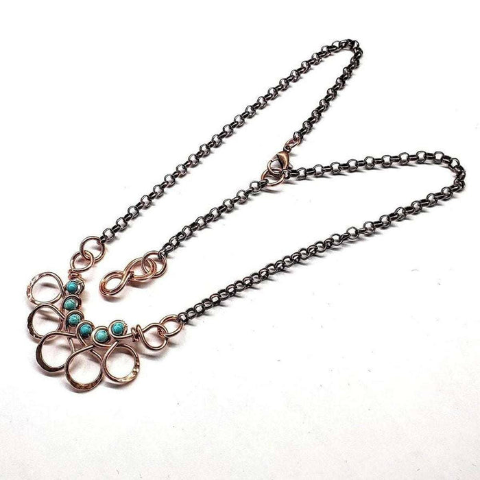 Copper Turquoise Wire Wrapped Necklace