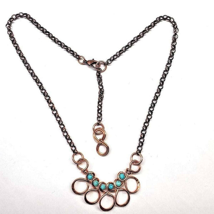 Copper Turquoise Wire Wrapped Necklace