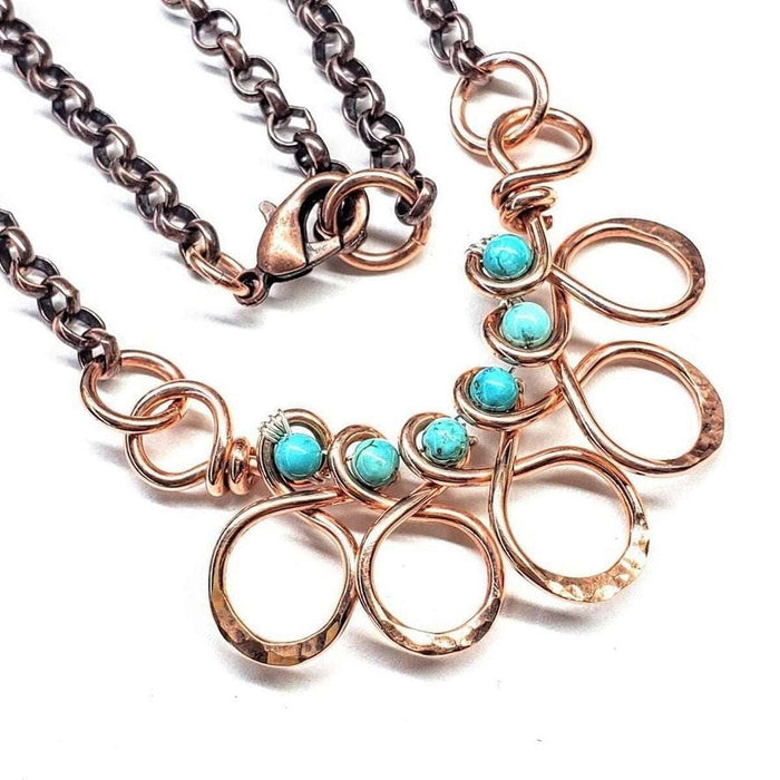 Copper Turquoise Wire Wrapped Necklace