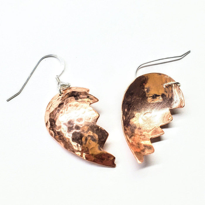 Broken Heart Earrings from Sculpted Copper