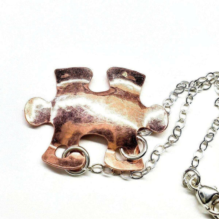 Handmade Hammered Copper Puzzle Piece Necklace