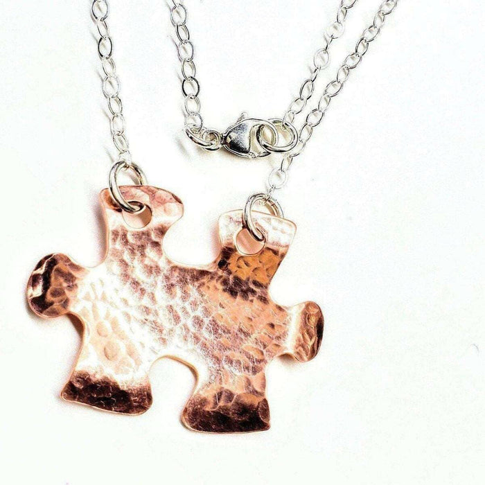 Handmade Hammered Copper Puzzle Piece Necklace