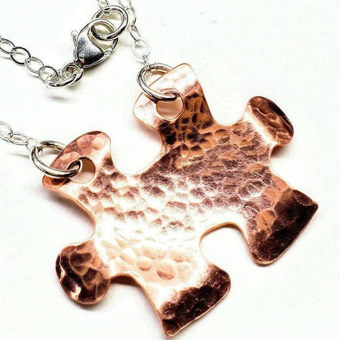 Handmade Hammered Copper Puzzle Piece Necklace