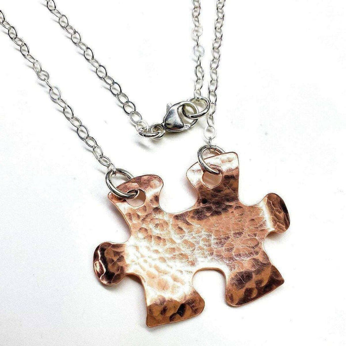 Handmade Hammered Copper Puzzle Piece Necklace