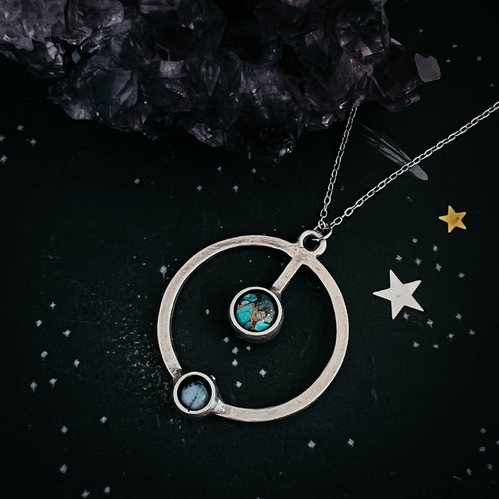 Artemis Necklace Lunar Orbit Pendant with Natural Stones