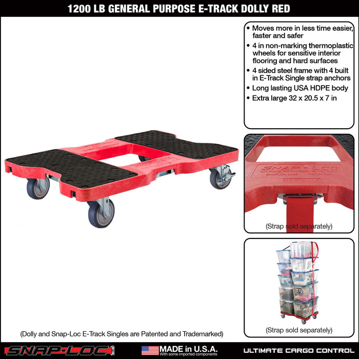 SNAP-LOC 1,200 lb General Purpose E-Track Dolly Red