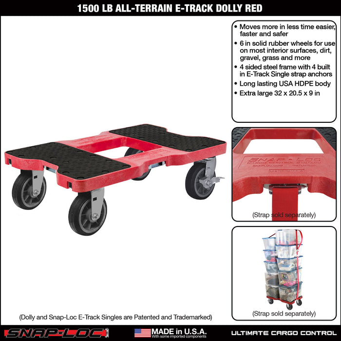 SNAP-LOC 1,500 lb All-Terrain E-Track Dolly Red