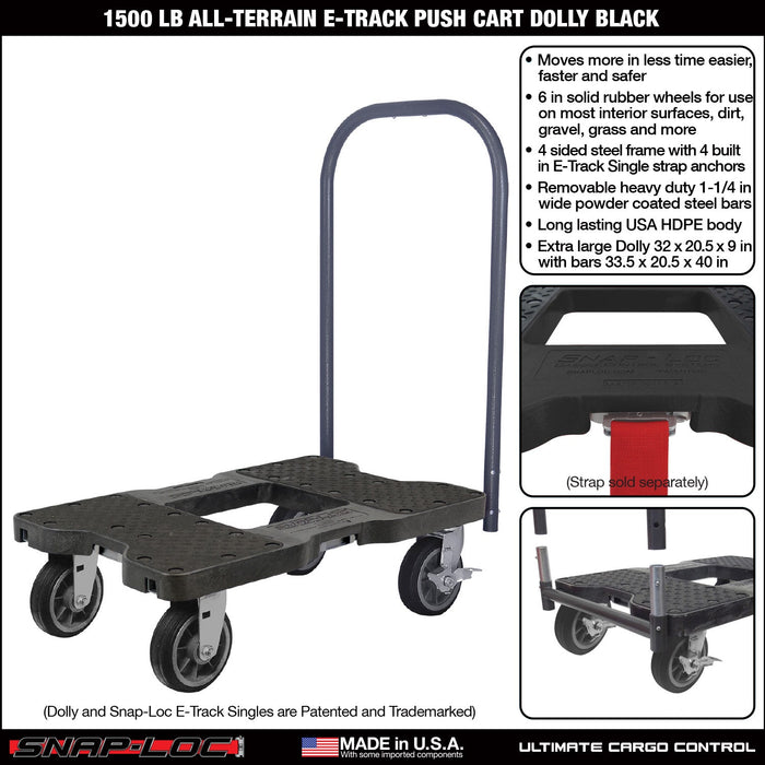 SNAP-LOC 1,500 lb All-Terrain E-Track Push Cart Dolly Black