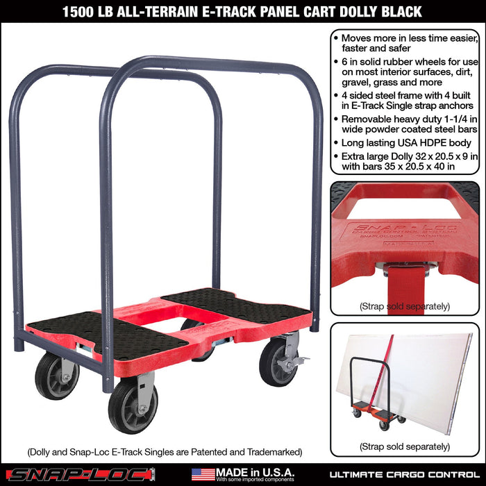 SNAP-LOC 1,500 lb All-Terrain E-Track Panel Cart Dolly Red