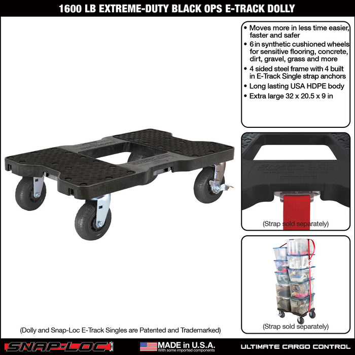 SNAP-LOC 1,600 lb Extreme-Duty Black-Ops E-Track Dolly