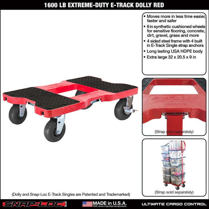 SNAP-LOC 1,600 lb Extreme-Duty E-Track Dolly Red