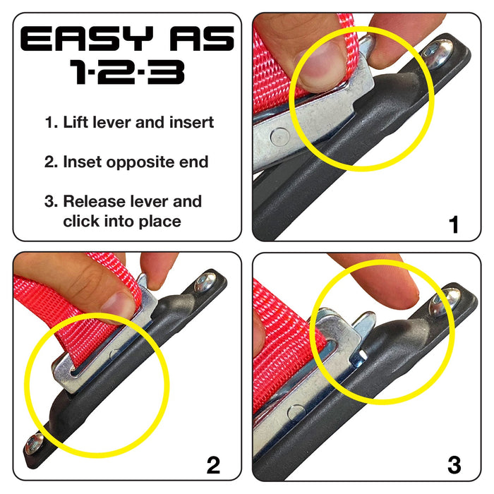 SNAP-LOC 2 x 7 Inch Snap-Loc Dolly Connector, E-Track Tie-Down Strap 4,400 lb 2-Pack