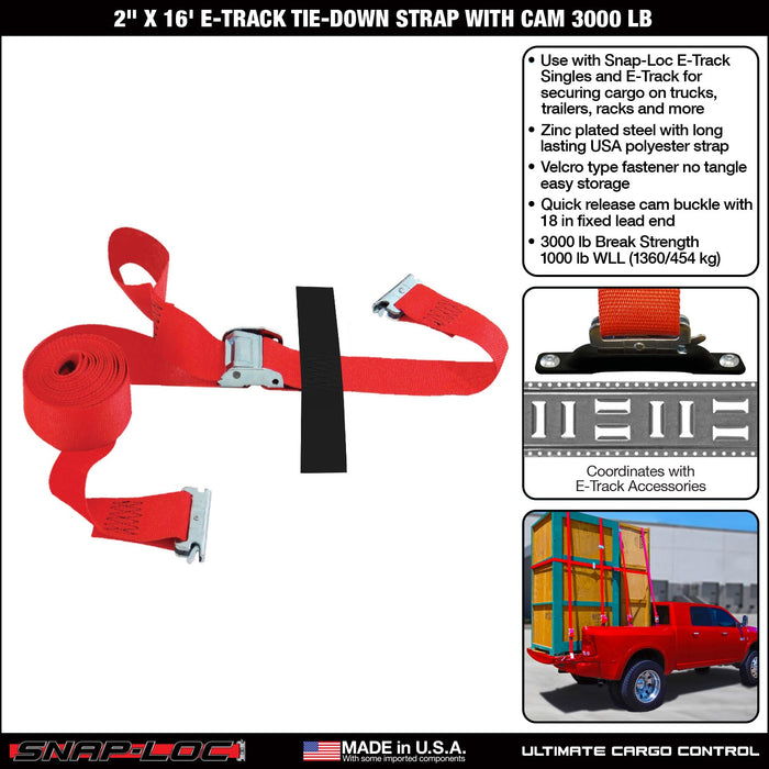 SNAP-LOC 2 in x 16 ft E-Track Cam Strap Tie-Down 3,000 lb