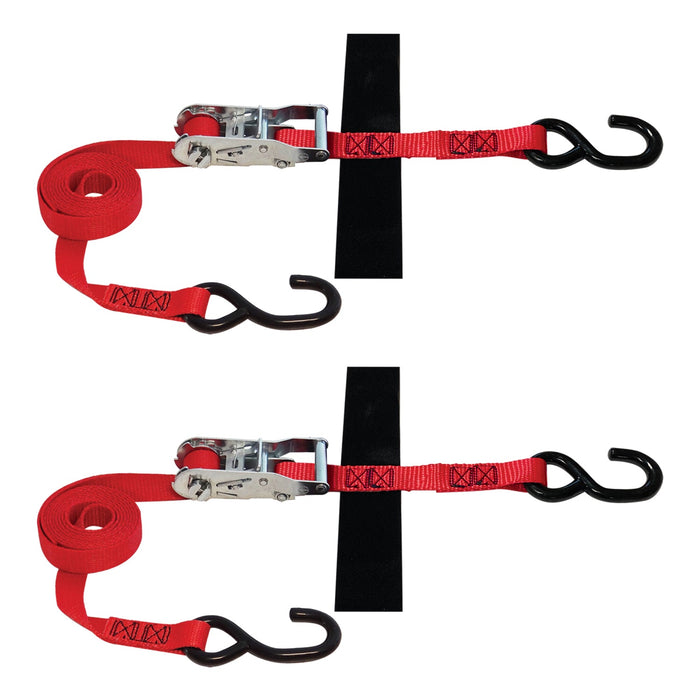 SNAP-LOC 1 in x 8 ft S-Hook Ratchet Strap Tie-Down 2,500 lb 2-Pack