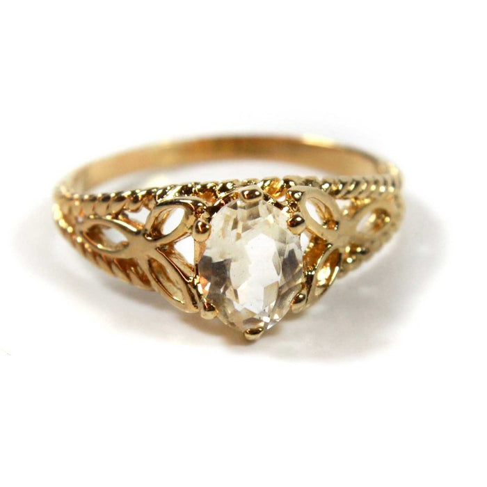 Vintage Peridot Austrian Crystal 18k Gold Electroplated Filigree Cocktail Ring