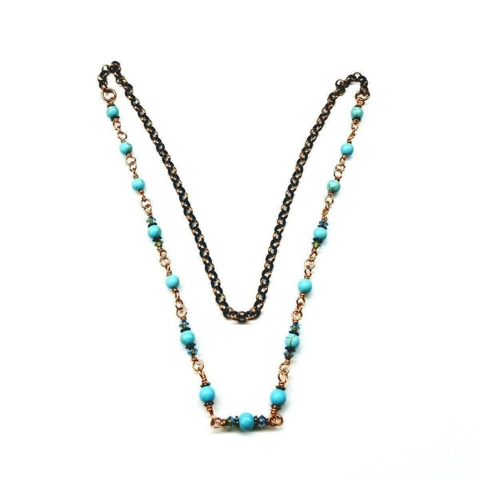 Wire Wrapped 24 Inches Copper Turquoise Necklace