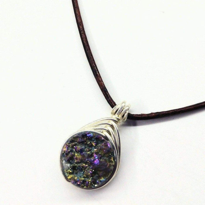 Wire Wrapped Rainbow Druzy Necklace