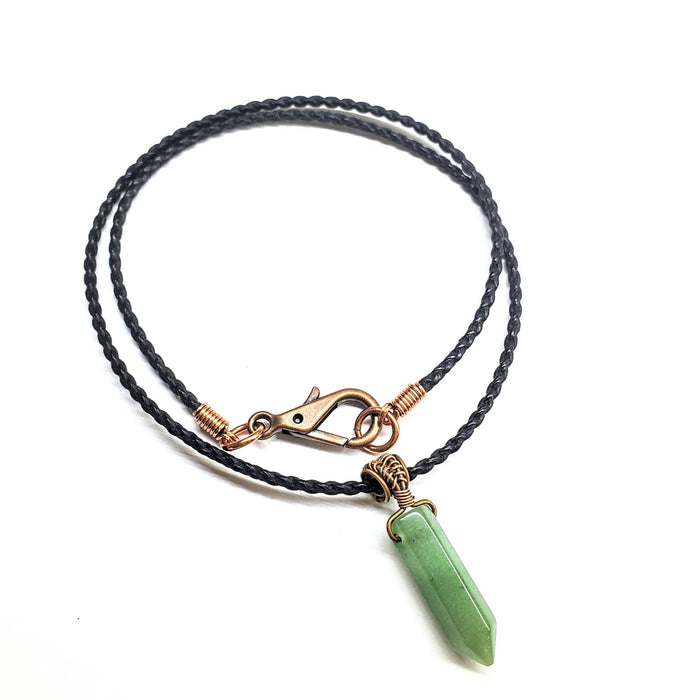 Vegan Friendly Wire Wrapped Pointed Crystal Necklace