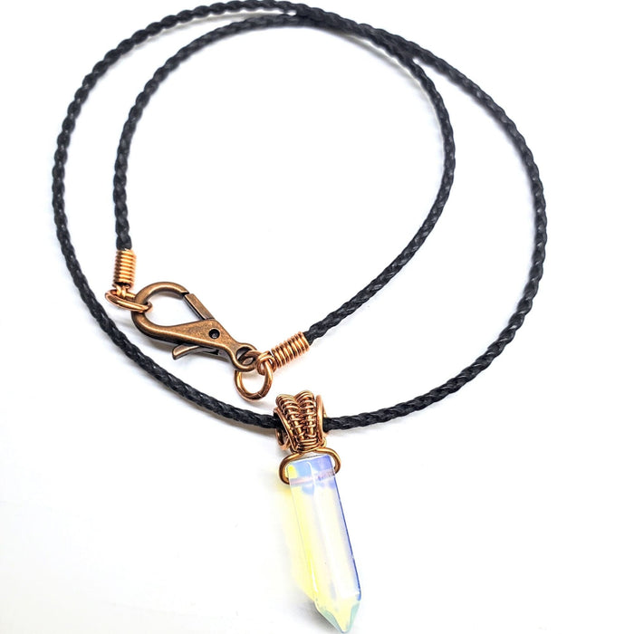 Vegan Friendly Wire Wrapped Pointed Crystal Necklace