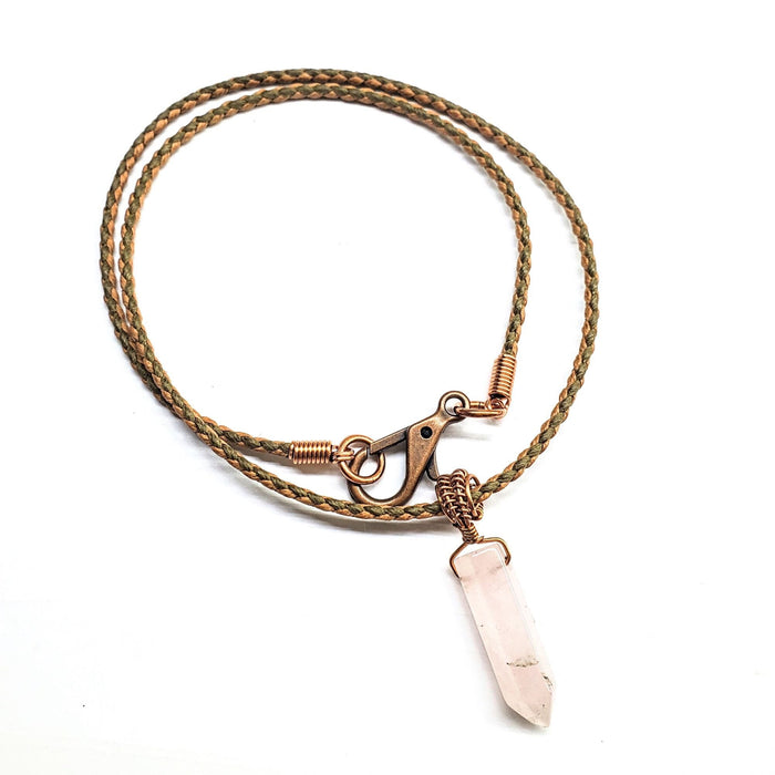 Vegan Friendly Wire Wrapped Pointed Crystal Necklace