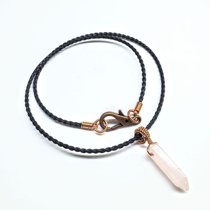 Vegan Friendly Wire Wrapped Pointed Crystal Necklace