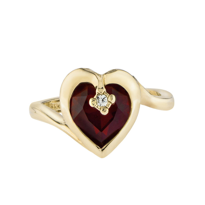 Vintage 1970s Heart Shape Ring with Clear Austrian Crystal 18k Yellow Gold Electroplated