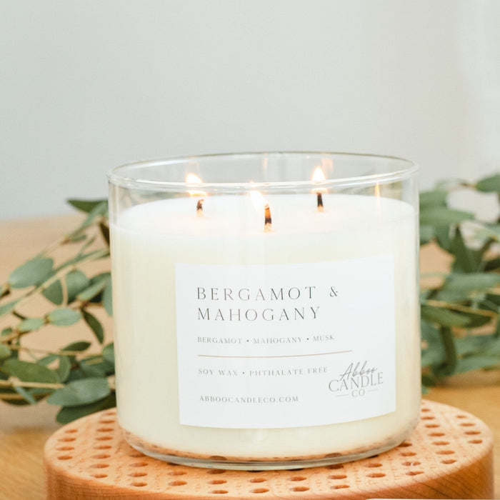 Bergamot and Mahogany 3-Wick Soy Candle