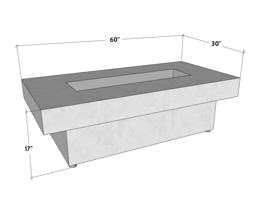 Toplina Rectangular Concrete Fire Pit Table