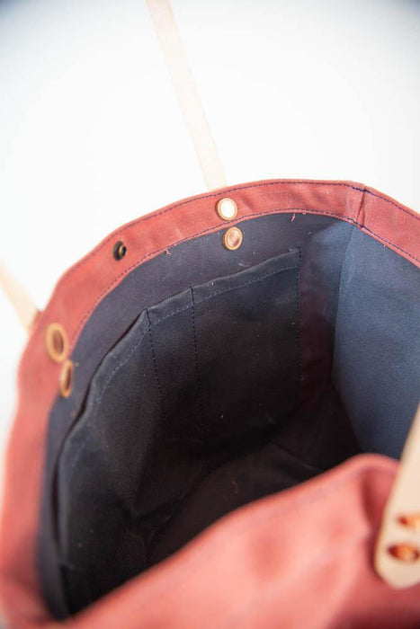 The New Craft Tote in Waxed Canvas and Leather - Nautical Red