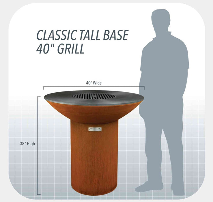 Arteflame Classic 40" Grill with a High Round Base Starter Bundle With 2 Grilling Accessories