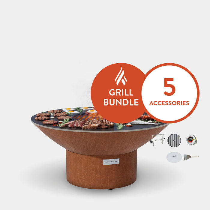 Arteflame Classic 40" Grill with a Low Round Base Home Chef Bundle With 5 Grilling Accessories