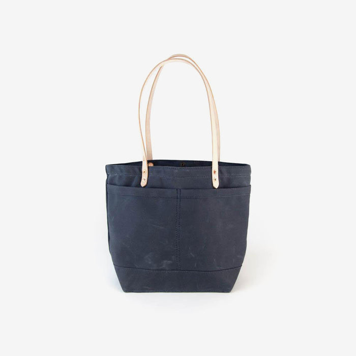 The New Craft Tote in Waxed Canvas and Leather - Slate Blue