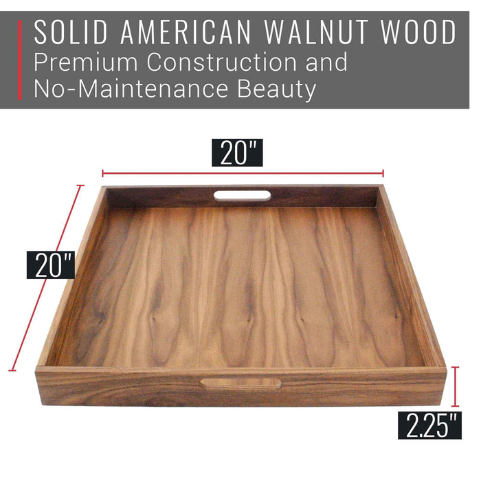 Square Walnut Wood Serving Tray